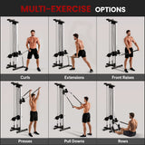 SPORTNOW Wall Mount Cable Machine, 15 Positions Adjustable Cable Crossover Machine Dual Pulley System for Home Gym