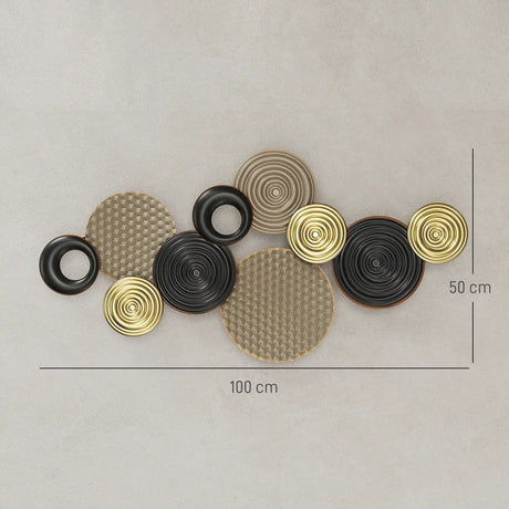 HOMCOM Metal Wall Art, Modern Hanging Wall Decor with Multi-Disc Design for Living Room Bedroom Dining Room