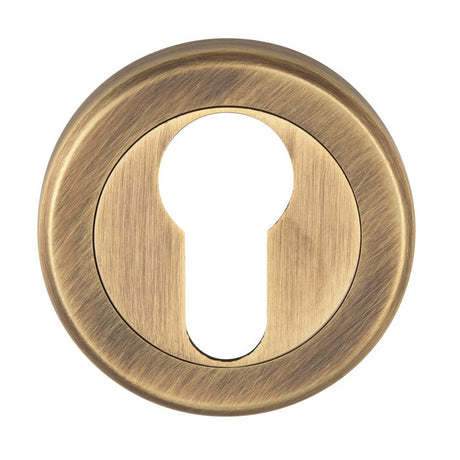 ESCUTCHEON - EURO PROFILE - SCREW-ON ROUND ROSE - ANTIQUE BRASS - EACH