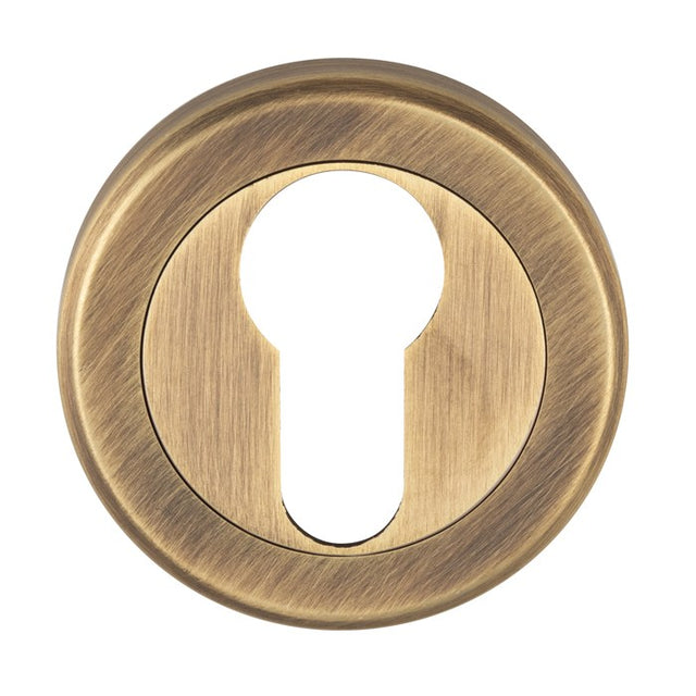 ESCUTCHEON - EURO PROFILE - SCREW-ON ROUND ROSE - ANTIQUE BRASS - EACH