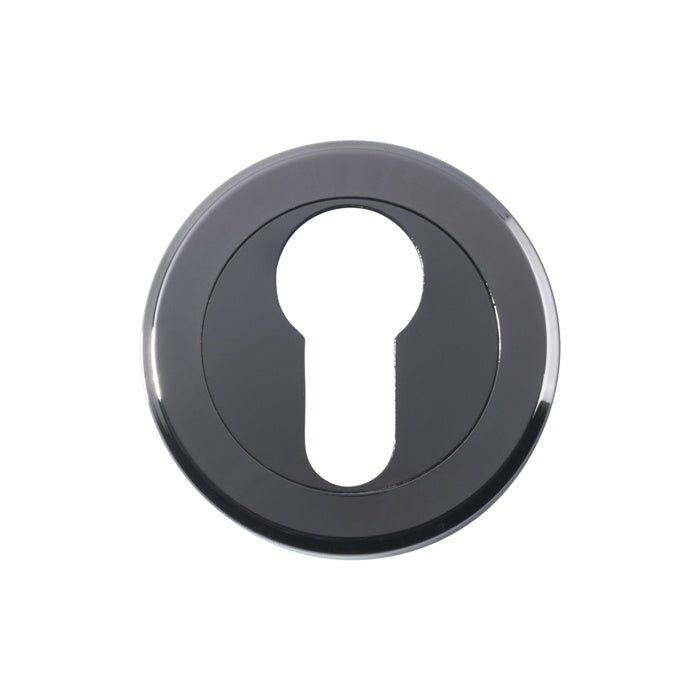 ESCUTCHEON - EURO PROFILE - SCREW-ON ROUND ROSE - BLACK NICKEL - 52MM - EACH