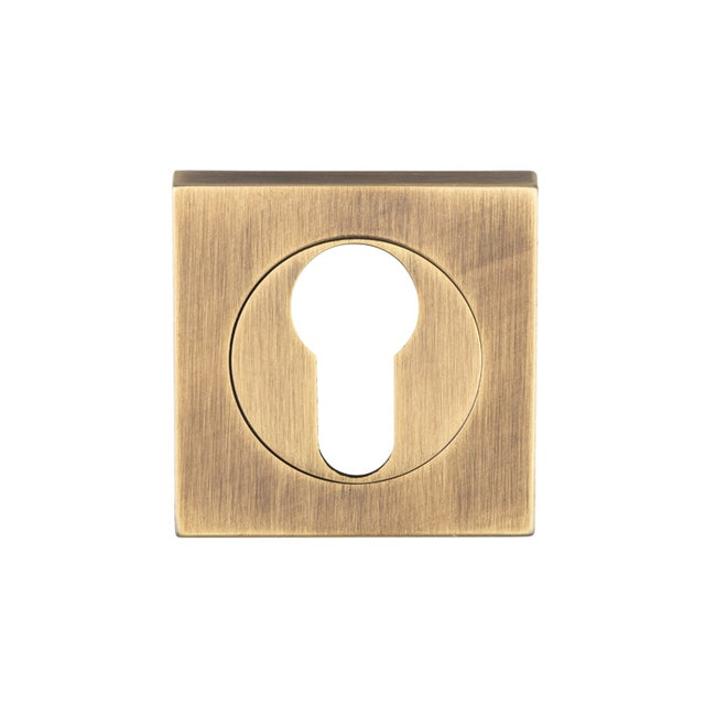ESCUTCHEON - EURO PROFILE - SQUARE ROSE - ANTIQUE BRASS - EACH