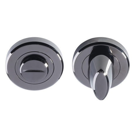 TURN & RELEASE - 5MM SPINDLE - SCREW-ON ROUND ROSE - BLACK NICKEL - 52MM - SET