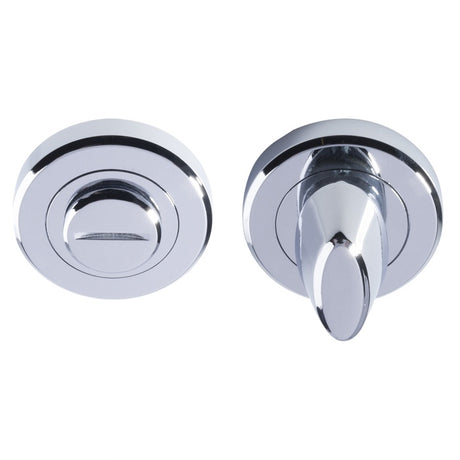 TURN & RELEASE - 5MM SPINDLE - SCREW-ON ROUND ROSE - POLISHED CHROME - 52MM - SET