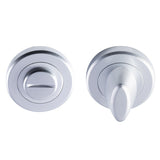 TURN & RELEASE - 5MM SPINDLE - SCREW-ON ROUND ROSE - SATIN CHROME - 52MM - SET