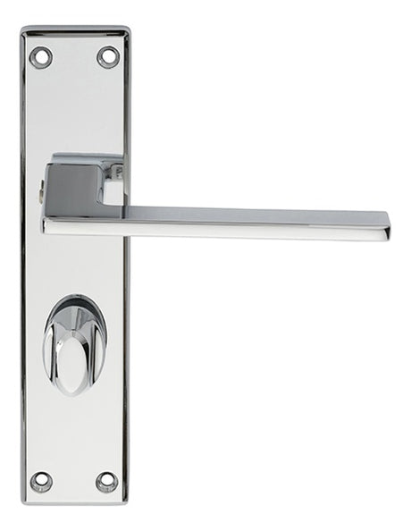 ZONE LEVER ON FACE-FIX BACKPLATE - BATHROOM 57MM - POLISHED CHROME - 180MM x 40MM - PAIR