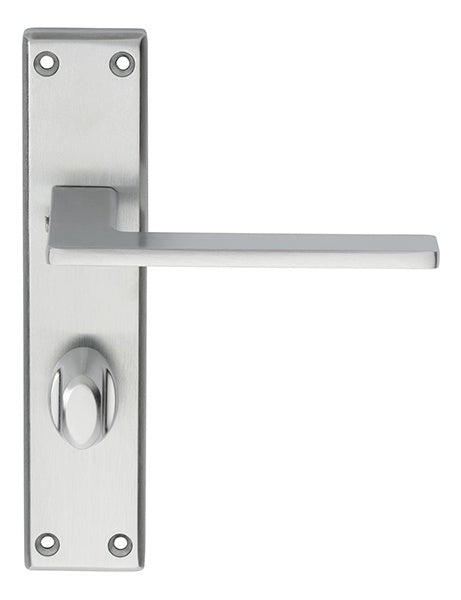 ZONE LEVER ON FACE-FIX BACKPLATE - BATHROOM 57MM - SATIN CHROME - 180MM x 40MM - PAIR