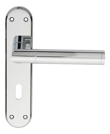 SCOPE LEVER ON FACE-FIX BACKPLATE - LOCK 57MM - POLISHED CHROME - 180 X 44 MM - PAIR