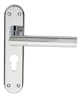 SCOPE LEVER ON FACE-FIX BACKPLATE - EURO 47.5MM - POLISHED CHROME - 180 X 40 MM - PAIR