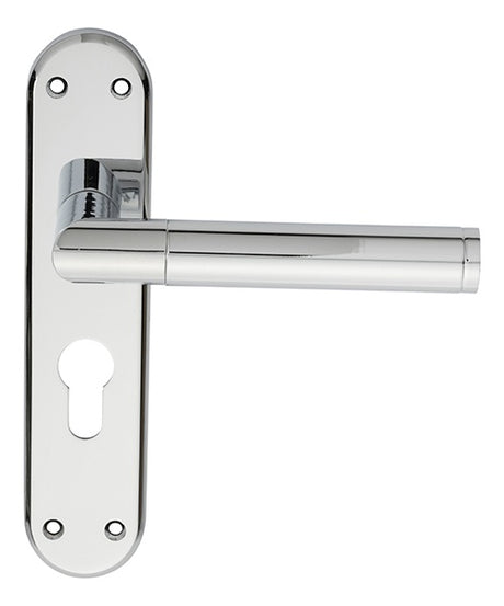 SCOPE LEVER ON FACE-FIX BACKPLATE - EURO 47.5MM - POLISHED CHROME - 180 X 40 MM - PAIR