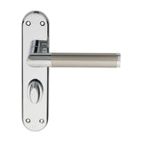 SCOPE LEVER ON FACE-FIX BACKPLATE - BATHROOM 57MM - POLISHED CHROME/SATIN NICKEL - 180 X 40 - PAIR