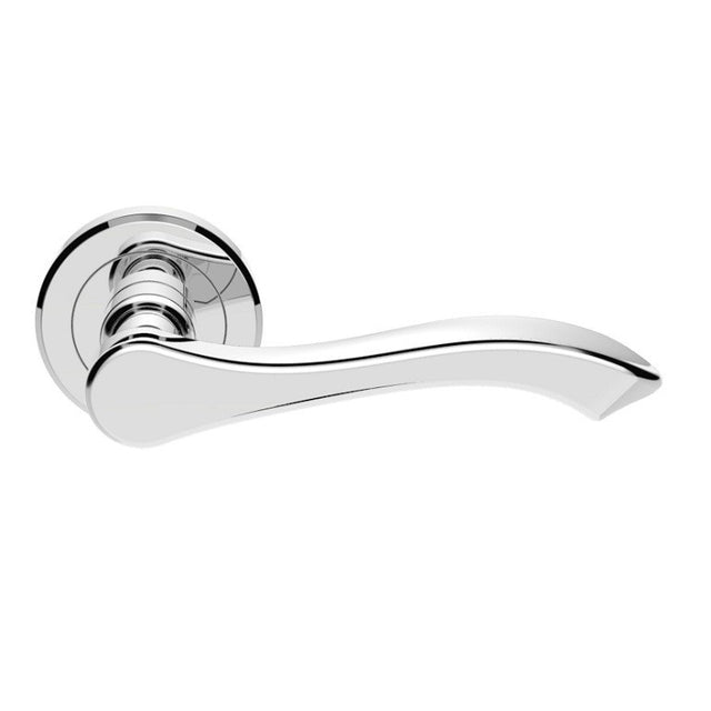 STYLE LEVER ON SPRUNG SCREW-ON ROUND ROSE - POLISHED CHROME - 115 - PAIR