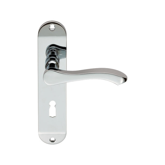 STYLE LEVER ON FACE-FIX BACKPLATE - LOCK 57MM - POLISHED CHROME - 180MM X 40MM - PAIR