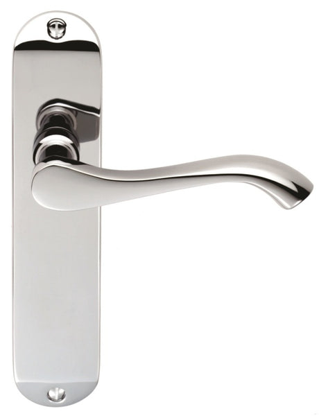 STYLE LEVER ON FACE-FIX BACKPLATE - LATCH - POLISHED CHROME - 180MM X 40MM - PAIR