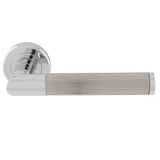 TREND LINES LEVER ON SPRUNG SCREW-ON ROUND ROSE - Polished Chrome/Satin Nickel - PAIR