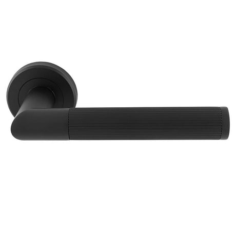 TREND LINES LEVER ON SPRUNG SCREW-ON ROUND ROSE - Matt Black - PAIR