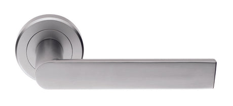 EDGE LEVER ON SPRUNG SCREW-ON ROUND ROSE - SATIN CHROME - PAIR