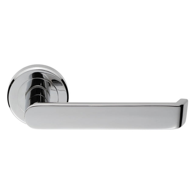 CONCEPT LEVER ON SPRUNG SCREW-ON ROUND ROSE - POLISHED CHROME - PAIR
