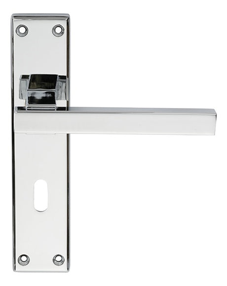 STRATUS LEVER ON FACE-FIX BACKPLATE - LOCK 57MM - POLISHED CHROME - 180MM X 40MM - PAIR