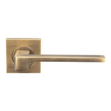 EQUI LEVER ON SPRUNG PUSH-ON SQUARE ROSE - ANTIQUE BRASS - PAIR