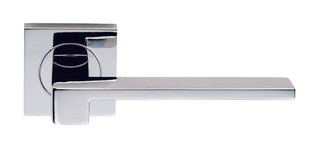 EQUI LEVER ON SPRUNG PUSH-ON SQUARE ROSE - POLISHED CHROME - PAIR