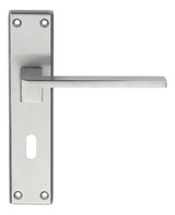 EQUI LEVER ON FACE-FIX BACKPLATE - LOCK 57MM - SATIN CHROME - 180MM x 40MM - PAIR