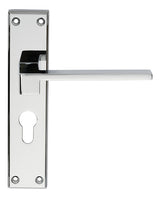 EQUI LEVER ON FACE-FIX BACKPLATE - EURO 47.5MM - POLISHED CHROME - 180MM x 40MM - PAIR