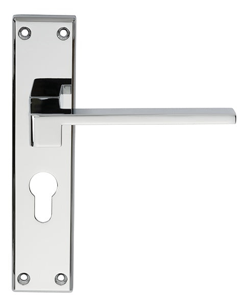 EQUI LEVER ON FACE-FIX BACKPLATE - EURO 47.5MM - POLISHED CHROME - 180MM x 40MM - PAIR