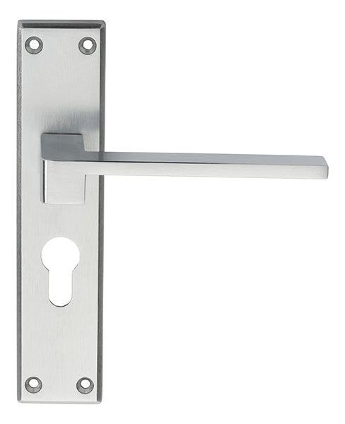 EQUI LEVER ON FACE-FIX BACKPLATE - EURO 47.5MM - SATIN CHROME - 180MM x 40MM - PAIR