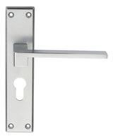 EQUI LEVER ON FACE-FIX BACKPLATE - EURO 47.5MM - SATIN CHROME - 180MM x 40MM - PAIR