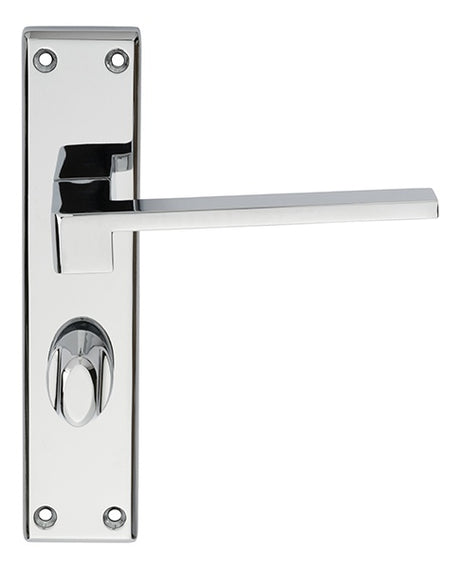 EQUI LEVER ON FACE-FIX BACKPLATE - BATHROOM 57MM - POLISHED CHROME - 180MM x 40MM - PAIR
