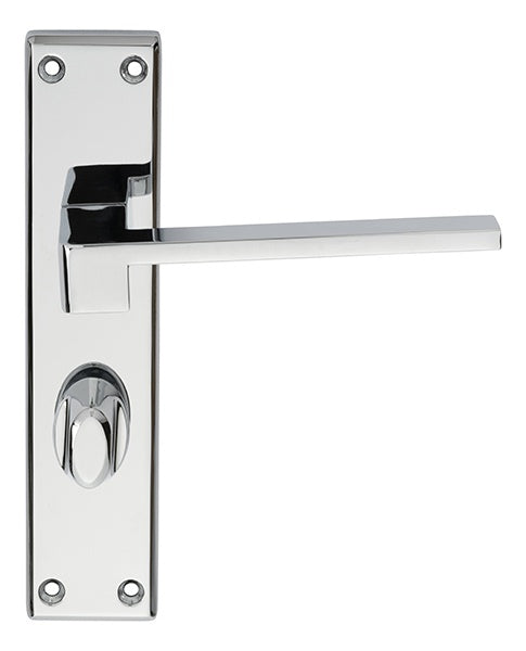 EQUI LEVER ON FACE-FIX BACKPLATE - BATHROOM 57MM - POLISHED CHROME - 180MM x 40MM - PAIR