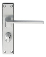 EQUI LEVER ON FACE-FIX BACKPLATE - BATHROOM 57MM - SATIN CHROME - 180MM x 40MM - PAIR