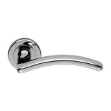 DESIGN LEVER ON SPRUNG SCREW-ON ROUND ROSE - POLISHED CHROME - 120 - PAIR