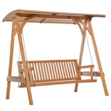 Outsunny 3 Seater Garden Swing Seat Wooden Swing Chair Hammock Bench Lounger with Canopy, Natural