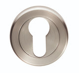 ESCUTCHEON - EURO PROFILE - SCREW-ON ROUND ROSE - SATIN NICKEL - EACH