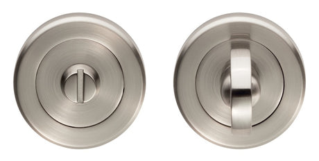 TURN & RELEASE - 5MM SPINDLE - SCREW-ON ROUND ROSE - SATIN NICKEL - SET