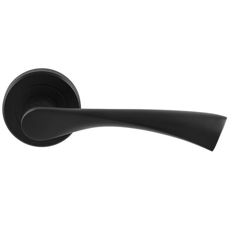 VENTI LEVER ON SPRUNG SCREW-ON ROUND ROSE - MATT BLACK - PAIR