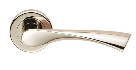 VENTI LEVER ON SPRUNG SCREW-ON ROUND ROSE - POLISHED NICKEL - PAIR