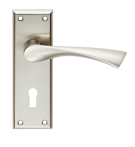 VENTI LEVER ON FACE-FIX BACKPLATE - LOCK 57MM - SATIN NICKEL - PAIR