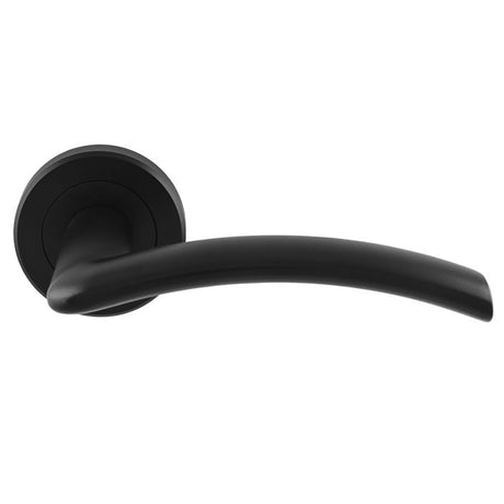 TRENTA LEVER ON SPRUNG SCREW-ON ROUND ROSE - MATT BLACK - PAIR
