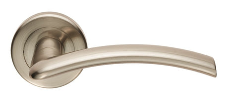 TRENTA LEVER ON SPRUNG SCREW-ON ROUND ROSE - SATIN NICKEL - PAIR