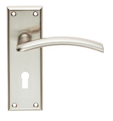TRENTA LEVER ON FACE-FIX BACKPLATE - LOCK 57MM - SATIN NICKEL - PAIR