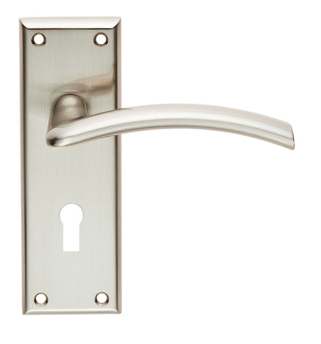 TRENTA LEVER ON FACE-FIX BACKPLATE - LOCK 57MM - SATIN NICKEL - PAIR
