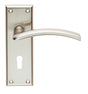 TRENTA LEVER ON FACE-FIX BACKPLATE - LOCK 57MM - SATIN NICKEL - PAIR