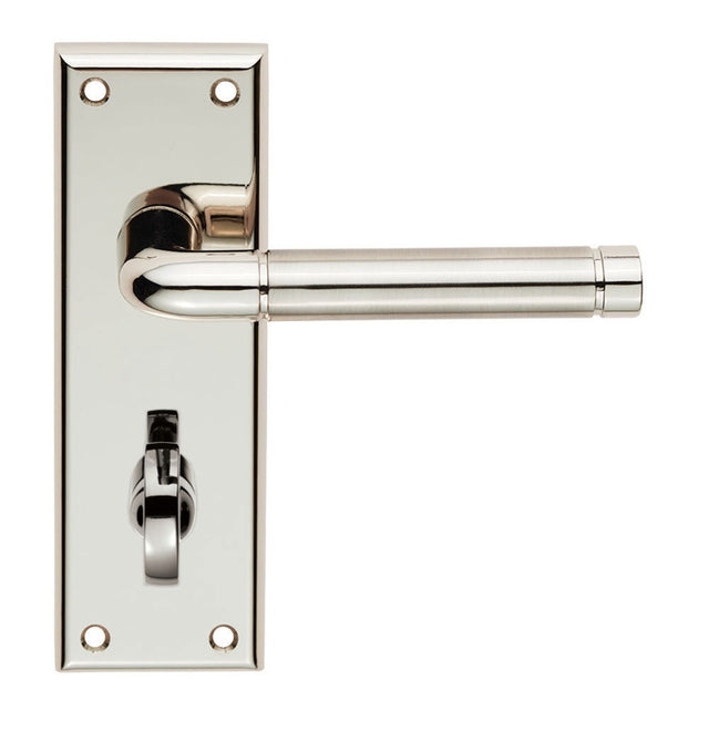 QUARANTA LEVER ON FACE-FIX BACKPLATE - BATHROOM 57MM - POLISHED NICKEL/SATIN NICKEL - PAIR
