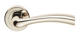 CINQUANTA LEVER ON SPRUNG SCREW-ON ROUND ROSE - POLISHED NICKEL - PAIR
