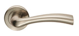 CINQUANTA LEVER ON SPRUNG SCREW-ON ROUND ROSE - SATIN NICKEL - PAIR