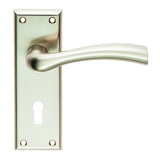 CINQUANTA LEVER ON FACE-FIX BACKPLATE - LOCK 57MM - SATIN NICKEL - PAIR
