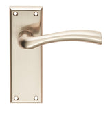 CINQUANTA LEVER ON FACE-FIX BACKPLATE - LATCH - SATIN NICKEL - PAIR